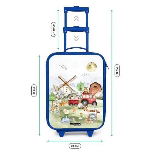 dieren op een boederij Kinderkoffer - Blauw klein -productfoto_formaten