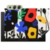 Bloemen - Bladeren - Abstract - Zwart Inductie beschemer met haakjes klein -3d