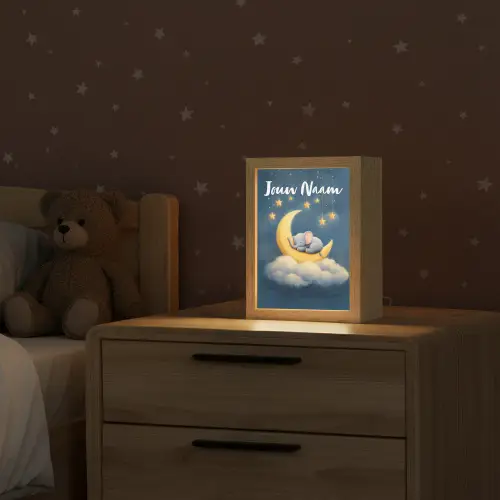 Sterren - Olifant - Maan - Wolken Light Box met kabel (Kinderlampje) klein -sfeer1_kind