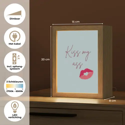 Kiss my ass - Lip - Blauw Light Box met kabel (Tafellamp) klein -USP_NL