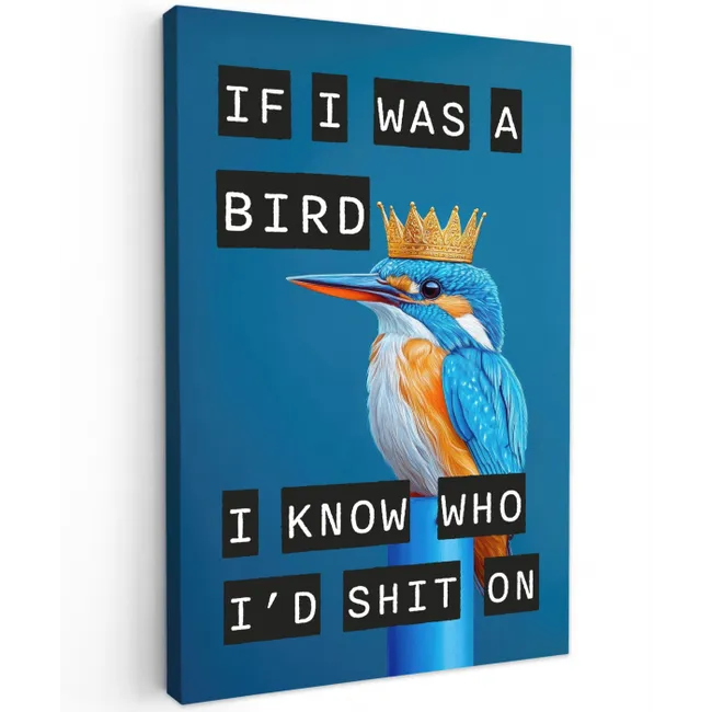 Vogel - Decoratie - Ijsvogel - Blauw canvas 2cm klein -z3d