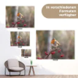Roodborst - Tak - Bessen - Natuur tuinposter los doek klein -Xsfeer9_DE