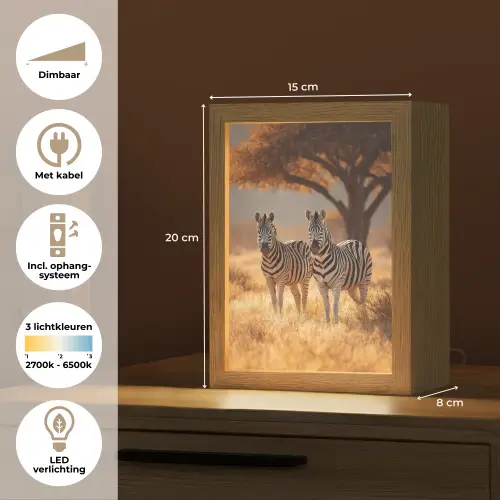 Zebra's - Savannelandschap - Gras Light Box met kabel (Tafellamp) klein -USP_NL