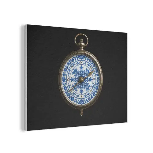 Kompas - Delfts blauw - Zwart PET vilt klein -3d
