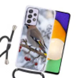 Pestvogel - Bessen - Winter - Natuur Hoesje Samsung Galaxy A52 5G met koord klein -sfeer1