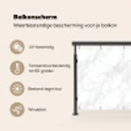 Minimalistisch - Wit - Grijze aders Balkonbeschermer Duitsland klein 596 -specs_NL