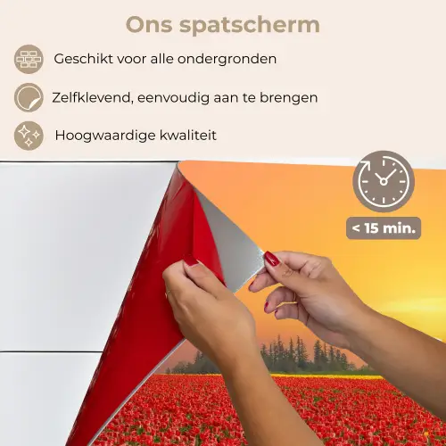 Bloemen - Landschap - Tulpen - Zonsondergang keuken achterwand spatscherm klein -spatscherm_NL