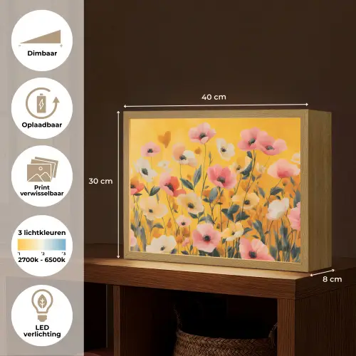Bloemen - Veld - Geel Light Box met batterij (Wandlamp) middel -USP_websiteoverzichtNL