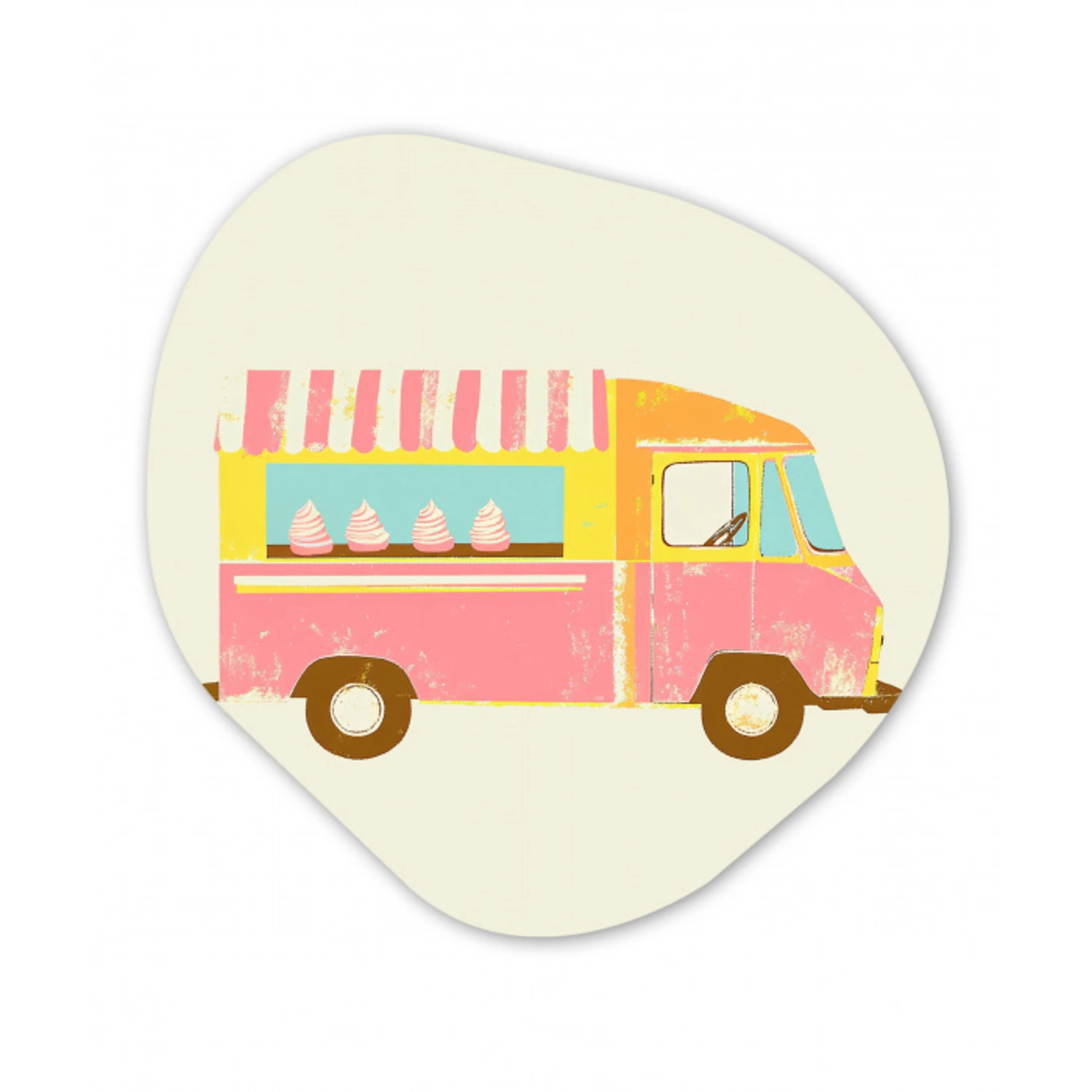 Ijskar - Retro - Softijsjes - Roze Wandcirkel Organisch Forex 3mm klein -3d