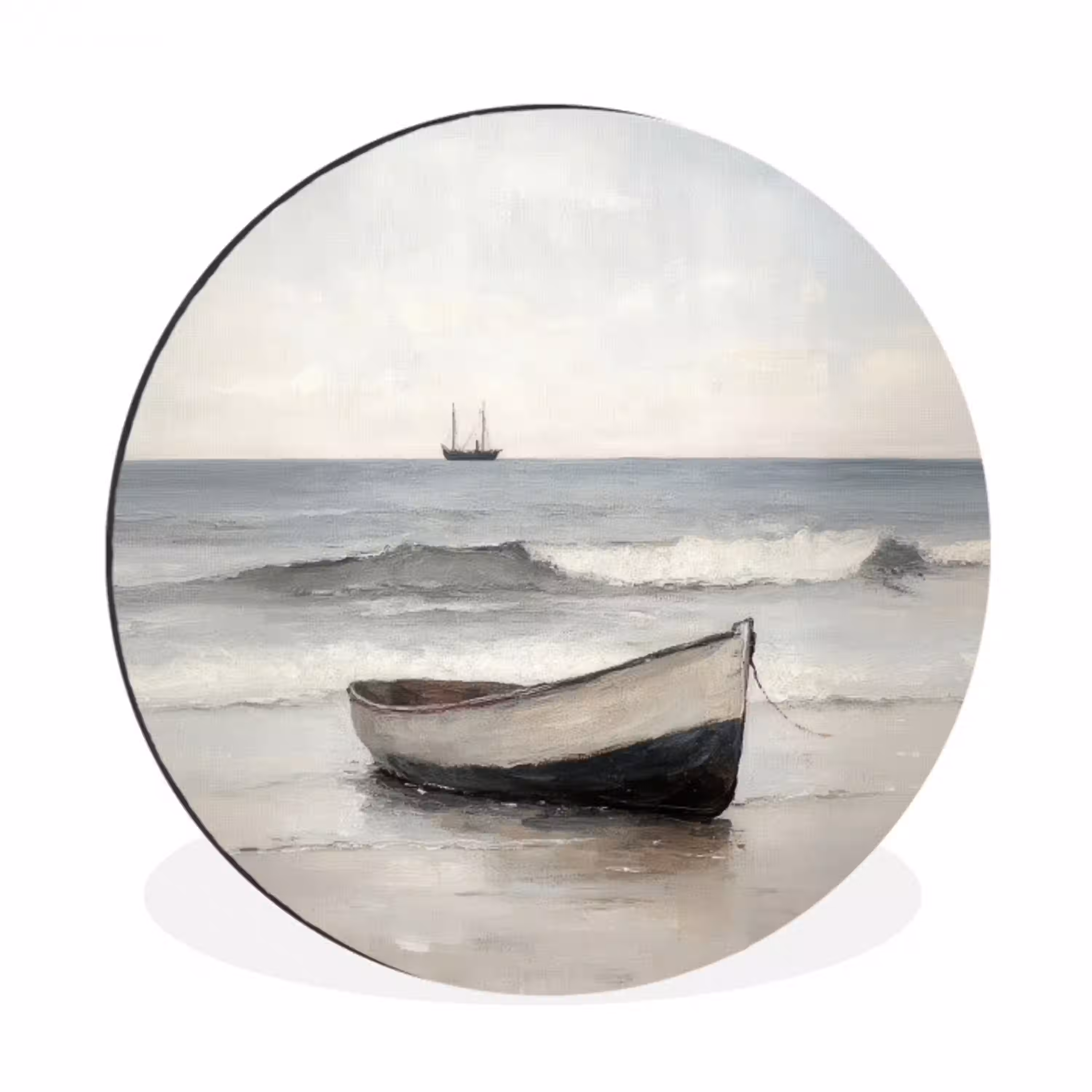 Roeiboot - Zee - Horizon Wandcirkel aluminium klein -3d