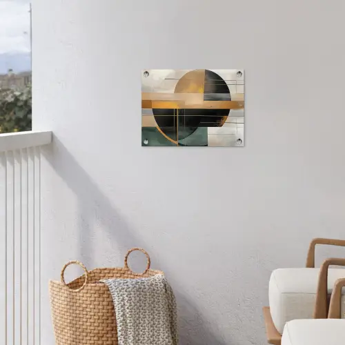 Abstract - Goud - Brons - Groen - Vormen - Modern tuinposter los doek klein -sfeer8