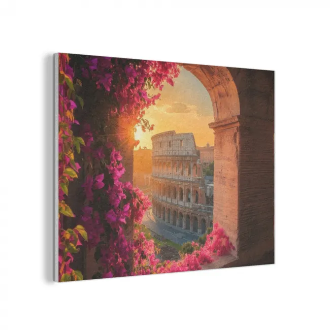 Colosseum - Rome - Roze Bloemen PET vilt klein -3d
