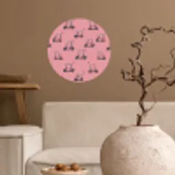 Golfkar - Retro - Roze Wandcirkel behangsticker klein 186 -sfeer1