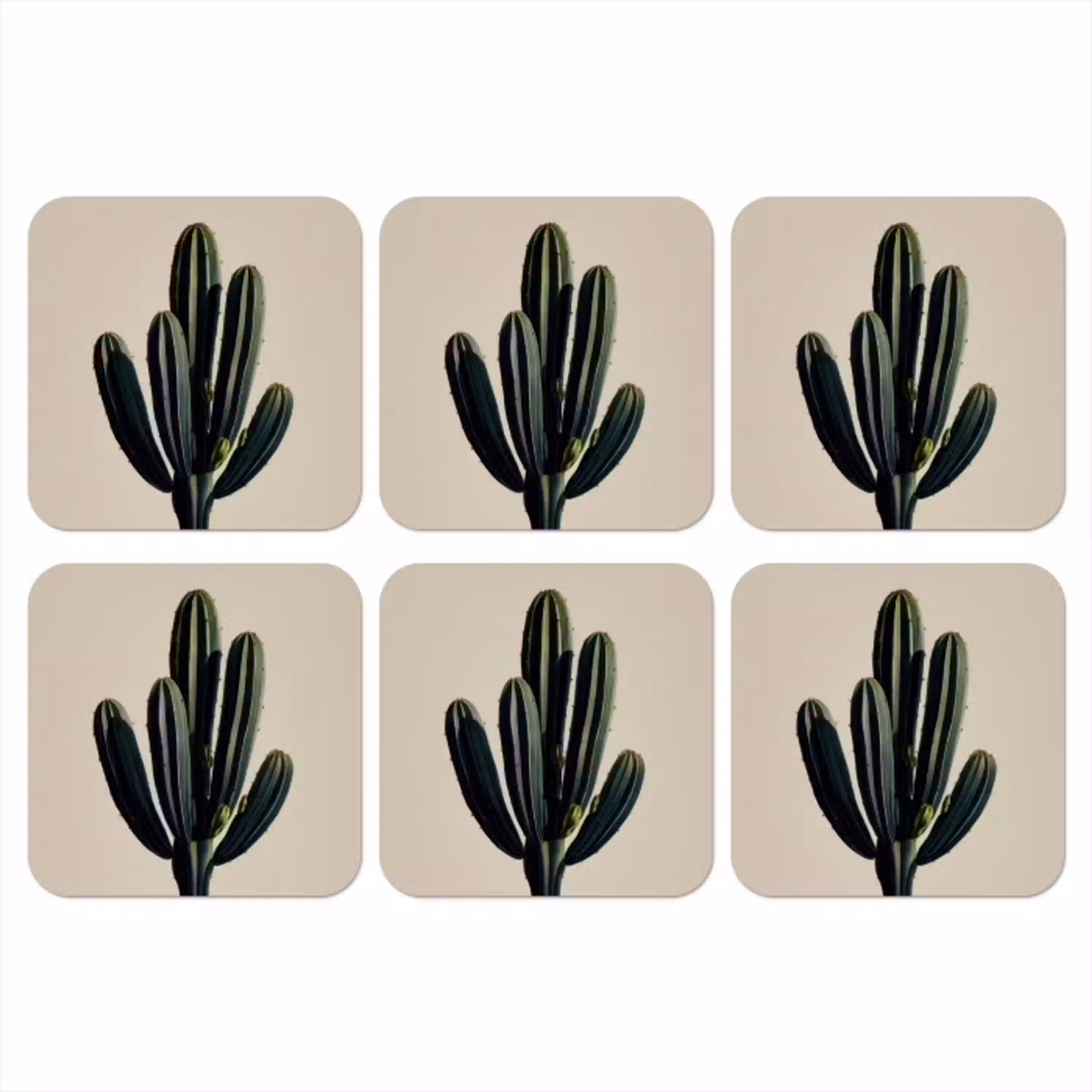 Cactus - Subtiel - Groen onderzetter kurk middel -3d