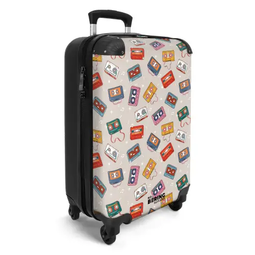 Retro disco cassettes patroon diverse kleuren NBS - Handbagage koffer - Kinderen Unisex middel -productfoto_3d