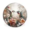 Kolibrie - Vogels - Bloemen - Natuur Wandcirkel aluminium klein -3d