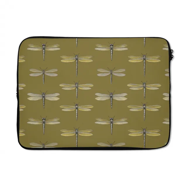 Laptophoes Libellen - Patroon - Groen