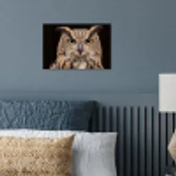 Oehoe - Uil - Portret - Bruin poster papier klein -sfeer2