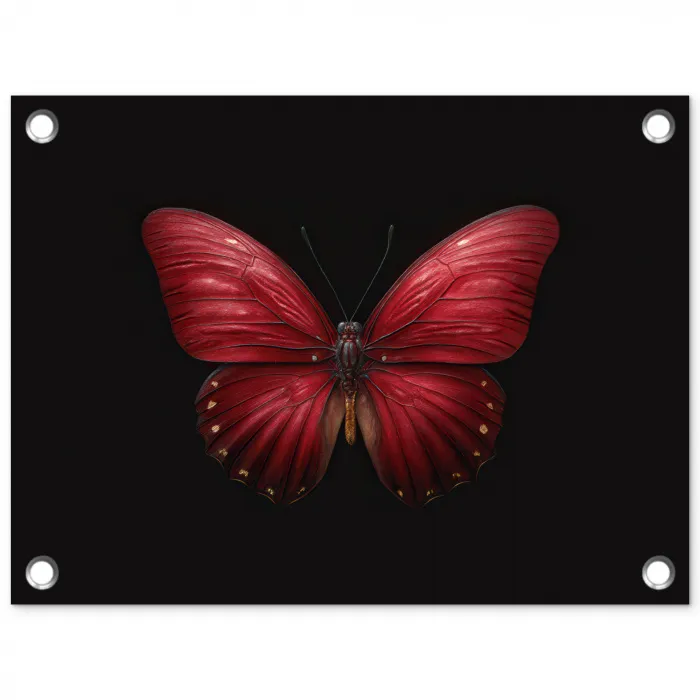 Vlinder - Rood - Minimalistisch tuinposter los doek klein -3d