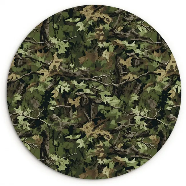 Bladeren - Takken - Camouflage - Groen Wandcirkel plexiglas klein 852 -3d