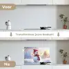 Sneeuwpop - Zonsondergang - Wit keuken achterwand spatscherm klein -voor_na_NL