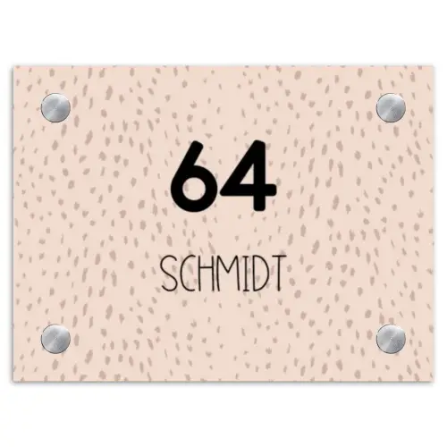 Lichtroze met stippen - Modern Naambord Rechthoek middel -3d