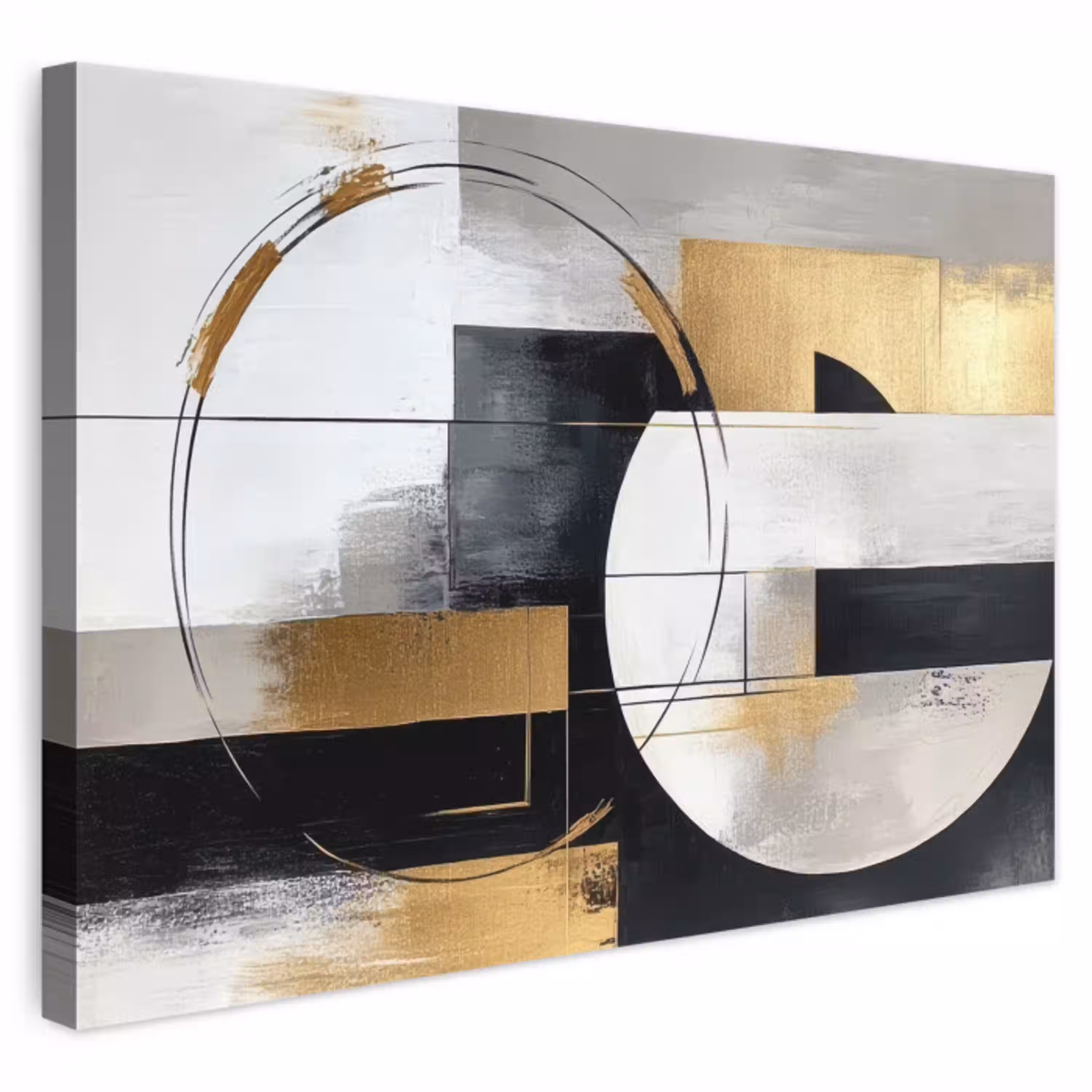 Abstract - Goud - Zilver - Vormen - Aesthetic canvas 2cm klein -3d