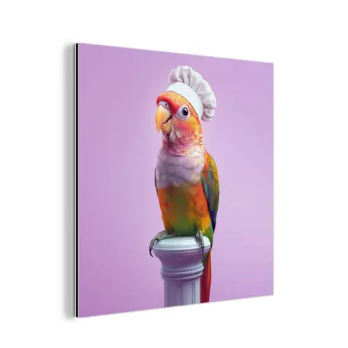 Papegaai - Koksmuts - Pilaar - Vogel aluminium wit klein -3d