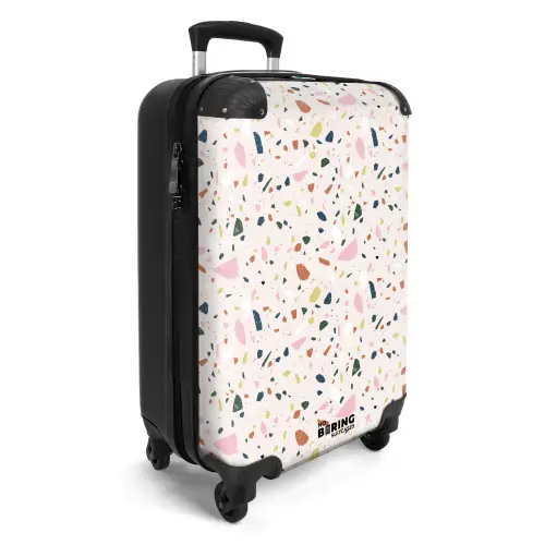 Terrazzo patroon kleurrijk licht roze NBS - Handbagage koffer - Volwassenen Unisex middel -productfoto_3d