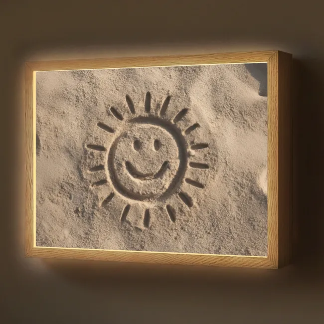 Lightbox - Wandlamp - Gezichtje - Zon - Zand - Getekend