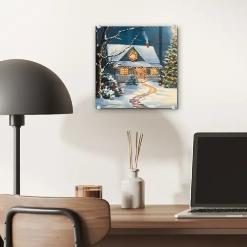 Kerst - Kerstboom - Winter - Huis - Sneeuw plexiglas 5mm klein -sfeer6