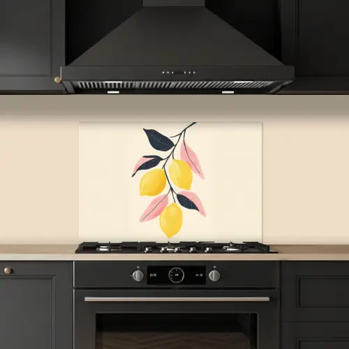 Citroenen - Felgeel - Tak - Bladeren keuken achterwand spatscherm klein -sfeer1