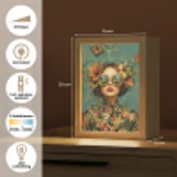 Vrouw - Bloemen - Vlinders - Natuur - Vintage Light Box met kabel (Tafellamp) klein -USP_NL