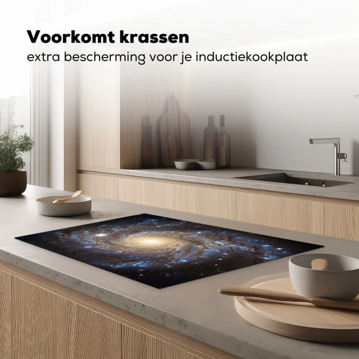 Kosmos - Sterrenstelsel - Donker Inductie beschermer vinyl 3mm klein -sfeer1