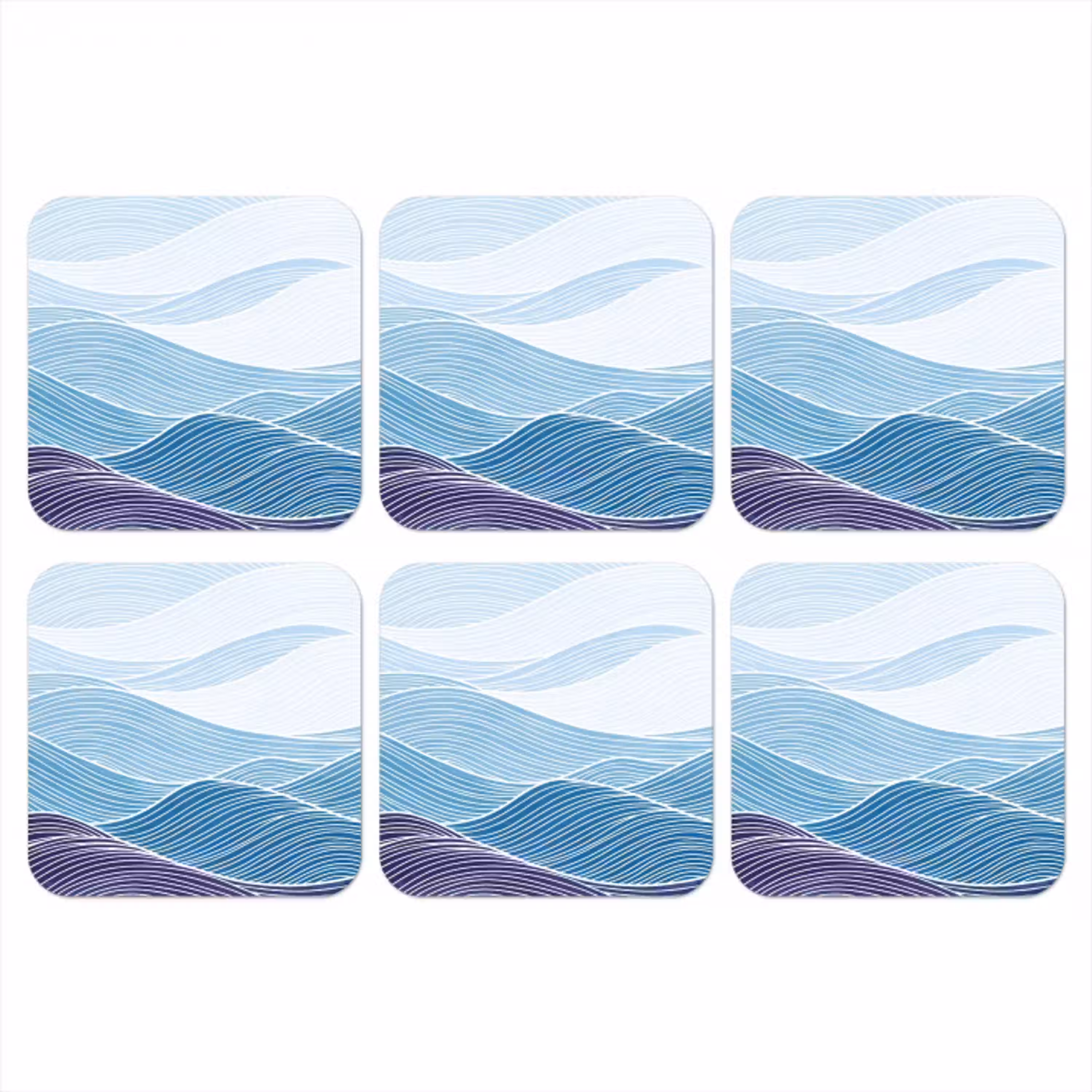Abstract - Golven - Patroon - Blauw - Modern onderzetter kurk middel -3d