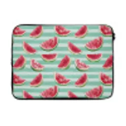 Watermeloen - Strepen - Groen laptophoes neopreen klein 279 -3d