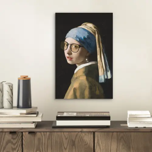 Meisje met de parel - Johannes Vermeer - Bril aluminium wit klein -sfeer1