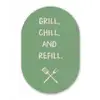 Grill - Groen - Zomer - Quote Wandcirkel Ovaal Glas middel -3d