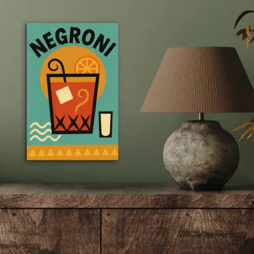 Cocktail - Negroni - Art - Sinaasappel aluminium wit klein -sfeer2