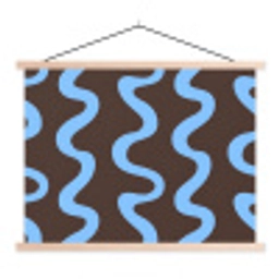 Kronkelende lijnen - Blauw - Bruin - Minimalistisch textielposter latten blank klein 122 -3d