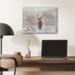 Edelhert - Bos - Sneeuw - Winter - Majestueus PET vilt klein -sfeer5