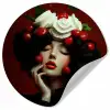 Vrouw - Kersen - Slagroom Wandcirkel behangsticker klein -3d