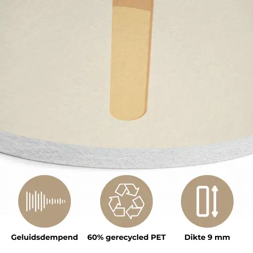 Minimalistisch - Waterijsje - Stokje - Beige Akoestische PET Vilt - Rond klein -closeup_NL