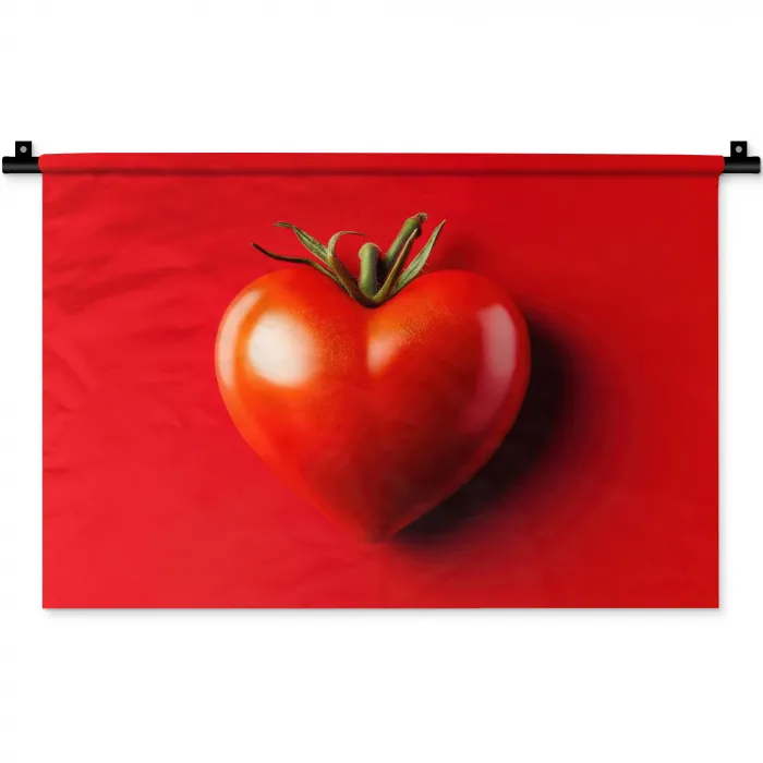 Tomaat - Rood - Hart Wandkleed katoen klein -zz3d