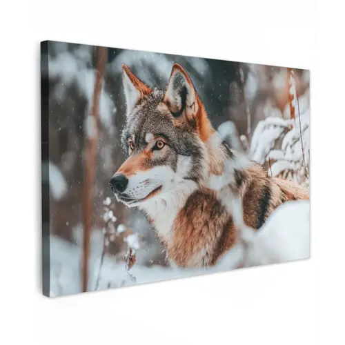 Wolf - Sneeuw - Winter - Dieren - Natuur - Sneeuw canvas 2cm klein -z3d