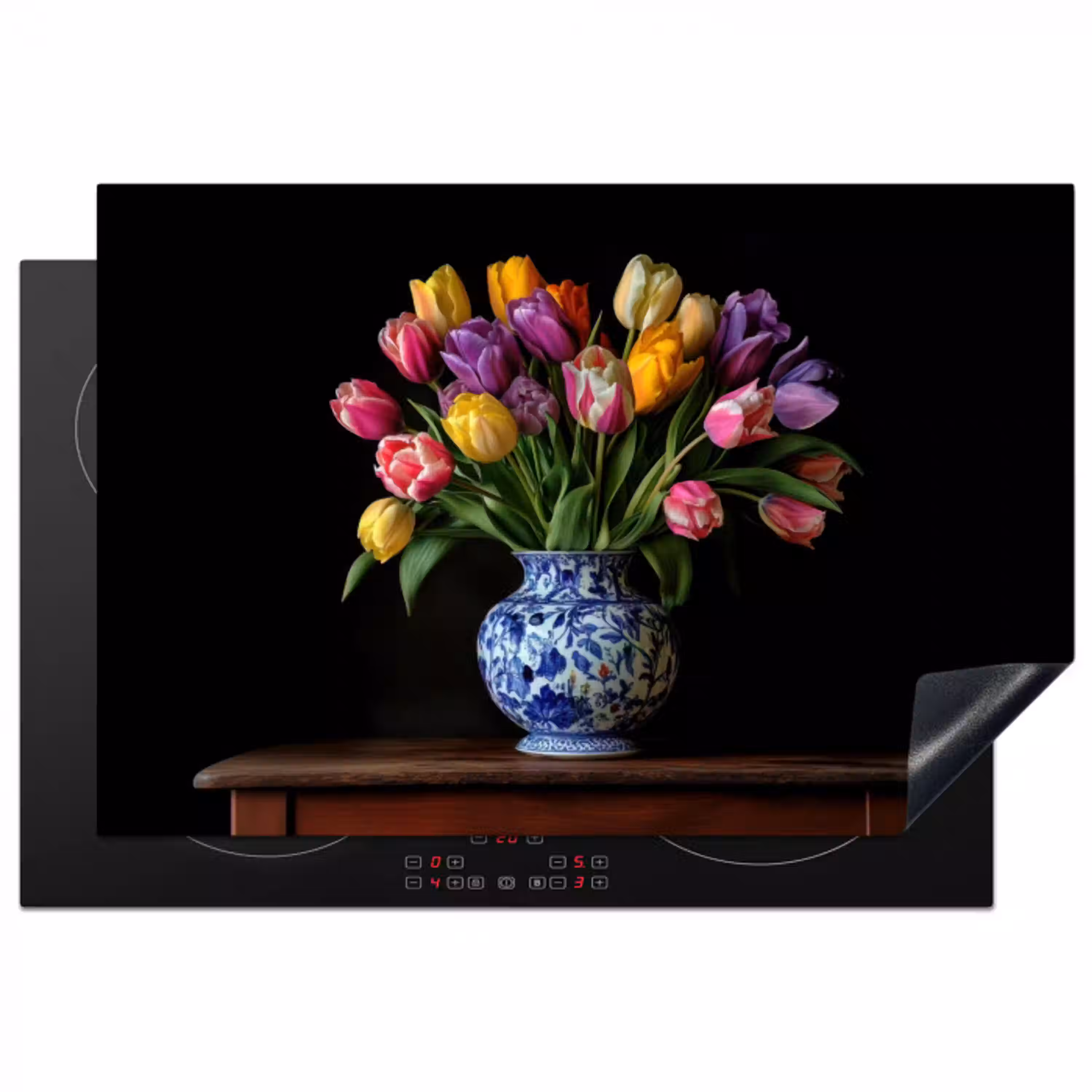 Tulpen - Kleuren - Hout - Vaas Inductie beschermer vinyl 3mm klein -3d
