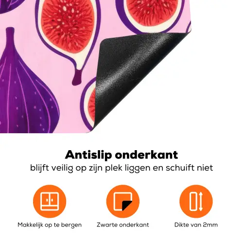 Vijgen - Roze - Paars Inductie beschermer vinyl 3mm klein -zzzzzzz-td-onderkant