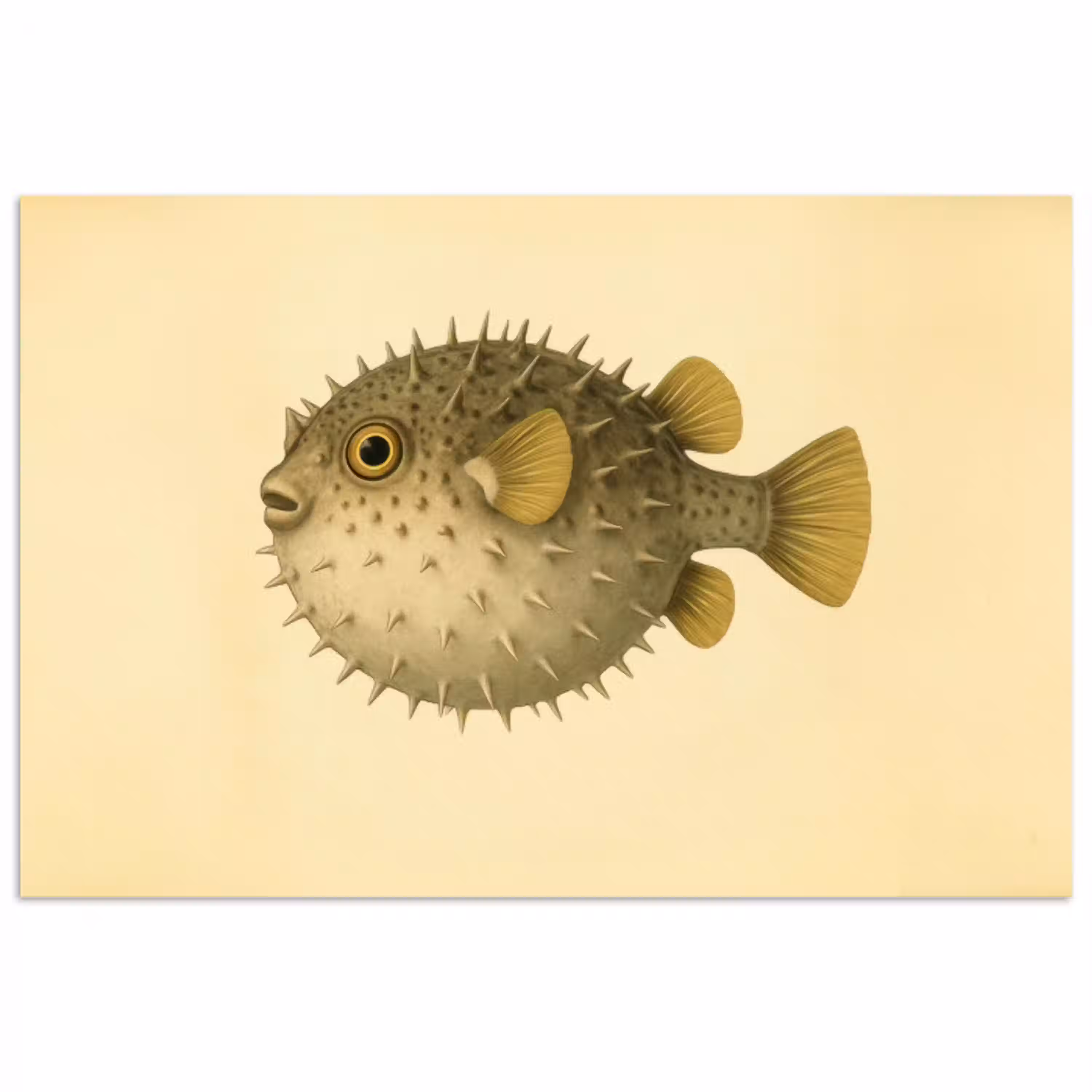 Stekels - Vis - Opgeblazen - Bruin poster papier klein -3d