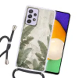 Bananenbladeren - Beton - Groen Hoesje Samsung Galaxy A52 5G met koord klein -sfeer1