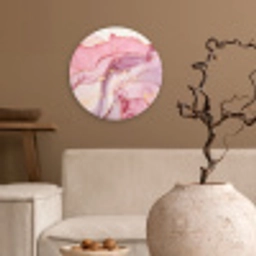 Goud - Marmer - Roze Wandcirkel kunststof plaat 5mm dik klein -sfeer1
